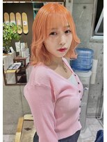 シィーム(cime) オレンジカラー コーラルピンク 韓国風カラー 韓国風ボブ