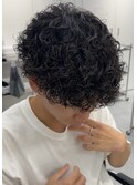 プードルパーマ　黒髪パーマ　メンズパーマ