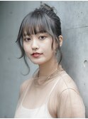 お団子/お呼ばれヘア/ヘアアレンジ/オリーブグレージュ