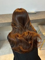 オズ 安積店(OZ)&nbsp;ミニウルフチェリーブラウンホワイトグレージュフェザーパーマ