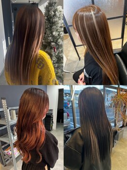 アスール ヘアデザイン(ASUL Hair Design)の写真/【プルシールエクステ取扱い】髪を傷めず気軽にイメチェンが叶う◇グラデーションやインナーカラーで理想に