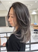 黒髪　ボブルフ　ネビージュ　小顔　ワンレン　スペインカール