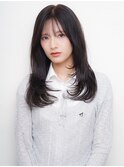 ラベンダーグレージュ レイヤーカット ストレート ロング 美髪