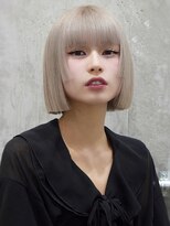 オルズ 渋谷(ALLZ) 顔周り姫カット切りっぱなしショートボブ■ホワイトミルクティー