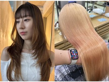 ファミーユ(Fameu)の写真/夏前のイメージチェンジにも◎ハイトーンからブリーチなしダブルカラーまで透明感とツヤたっぷり♪