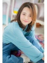 ミック 日暮里店(miq)&nbsp;ひし形シルエットココアブラウンかきあげバングミディb1