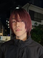 バイフィフス 原宿/表参道(by fifth)&nbsp;韓国メンズハイトーンカラーボルドー暗め赤髪ツーブロック