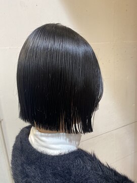 オーガニックマインド 坂戸 鶴ヶ島(organic+mind) 大人可愛い切りっぱなしボブ透明感外ハネ