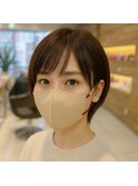【髪質改善でナチュラルストレート】丸みが残るショートボブ