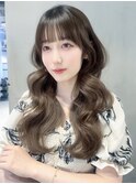 韓国ヘアロングおくれ毛顔周りレイヤー_F20916