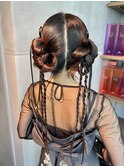 【ツインアレンジ】結婚式銀座お団子タイトヘアセットアレンジ