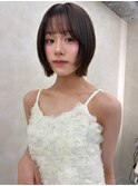 顔周りカット/縮毛矯正/ダークブラウン/コーラルピンク/ボブ