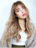 ブロンドベージュロング_セシルカットコフリンジウェーブ_86648