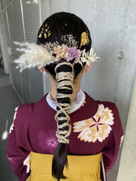 ガルボ ヘアー(garbo hair) #ガルボヘアー #卒業式 #ヘアアレンジ #金箔 #ドライフラワー