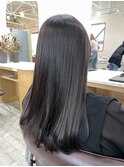 重めセミロング×暗髪グレージュ