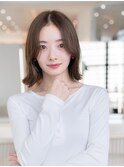 大人かわいい前髪セシルカットココアブラウンフリンジウェーブす