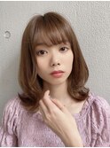 ふんわりひし形レイヤーミディ/ワンカール/ベージュブラウン