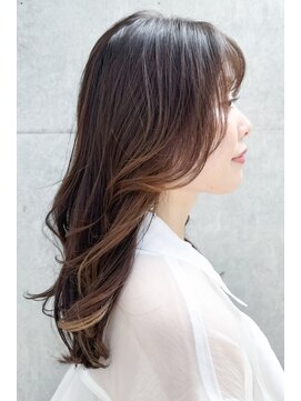 ノノリリ(NONORIRI) 顔周りレイヤーカット大人ハイライトロング赤み消しカラー韓国風