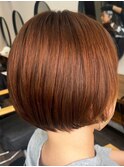 大人可愛い20代30代40代ふんわりミニボブ オレンジブラウン