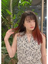 スタン 渋谷(Stam)&nbsp;オレンジデザインカラーハイトーンレイヤーロングブリーチカラー