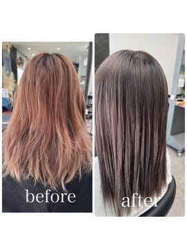 ガルボヘアー 桟橋店(garbo hair) シルバーグレージュ ケアブリーチ オッジオット 明るめカラー