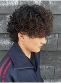 メンズマッシュウルフパーマプードルパーマスパイラルパーマ