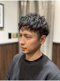 #フェザーパーマ#刈り上げ#センターパート#波打ちパーマ