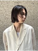=メンズボブ/フェザーパーマ/MEN’S HAIR/ブルーブラック