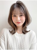 ワンカールシースルーバングくびれヘアアプリコットオレンジ
