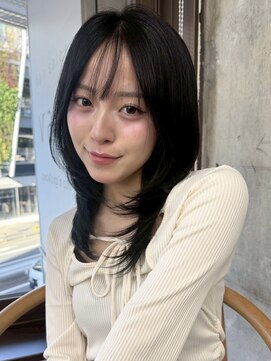 ガーデン 渋谷(GARDEN) 韓国風ワンカールレイヤーミディアムシースルーバングヘア