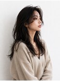 くびれミディアムレイヤーパーマウルフパーマボブウルフカット