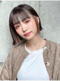 石塚／黒髪ぱっつんイヤリングカラーミニボブ10代20代韓国新宿
