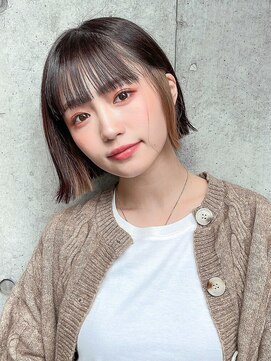 サロウィンフレンテ 新宿三丁目(SALOWIN Frente) 石塚／黒髪ぱっつんイヤリングカラーミニボブ10代20代韓国新宿