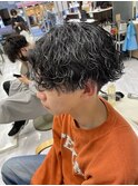 波巻きパーマ×センターパート