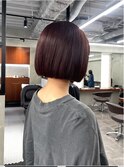 切りっぱなし/ボブ/レッド/暖色カラー