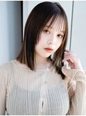 ミニボブ鎖骨ミディアムボブぱっつんボブ薄めバングウルフパーマ