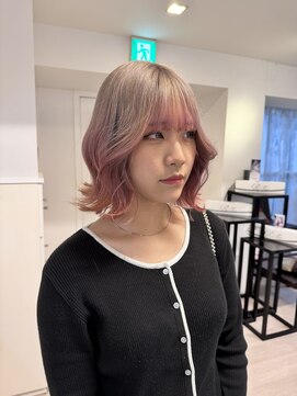 バグジー 小倉店(BAGZY) ホワイトベージュ×ピンクカラー ブリーチ2回~