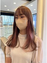 ナチュラル ヘアーデザイニング(Natural hair designing) インナーカラー　ミルクティーピンク