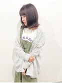 ミディアムボブ×暗めマロンベージュ