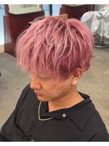 リップス 吉祥寺店 (LIPPS)&nbsp;ホワイトピンクツーブロ前下がり無造作マッシュ