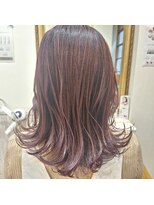 ヘアーズ ロッソ(hair's ROSSO) 外ハネミディアム×ピンクブラウン