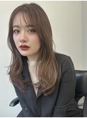 マレットヘアハイライト髪質改善オリーブグレーココアベージュ