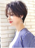 流し前髪ショートボブ大人可愛い/20代/30代/40代/ハイライト