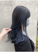 ●インナーカラーブルーネイビー×暗髪黒髪透明感ブルーブラック