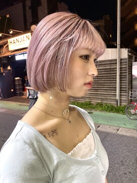 ロア 福岡天神本店(LORE) ショートボブ ピンク ラベンダー ハイトーン