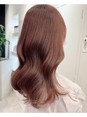 ブリーチなし　ピンクブラウン