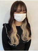 韓国風プルエクステ☆ホワイトブロンドインナーカラー