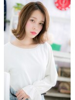 ミック 日暮里店(miq)&nbsp;かきあげバングミルクベージュ外ハネカールミディc2