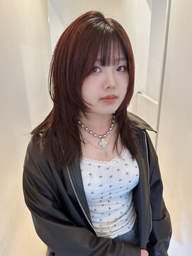 デコ(DECO) 【ayano】ブリーチなし!ワインレッド×レイヤーカット