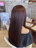 透明感ピンクベージュ艶髪ロングヘア髪質改善トリートメント
